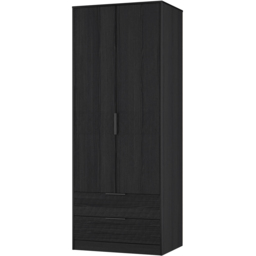 Crowndale Harlequin 2 Door 2 Drawer Black Ash Tall Wardrobe Ready Assembled - thumbnail 2