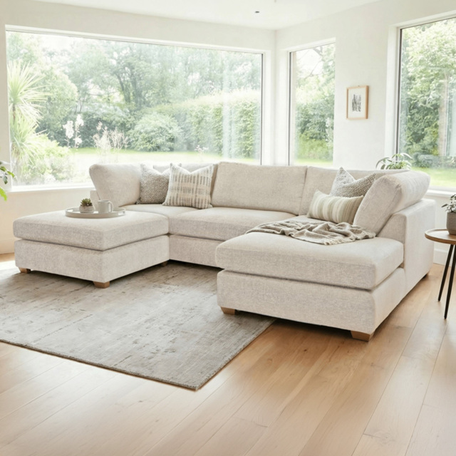 Carina Enzo 5 Seater Cream U-Shape Sofa - image 1