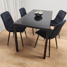 Kosy Koala 4 Seater Glass and Velvet Dining Set Black