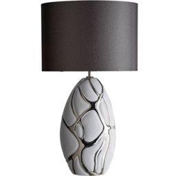 Kliving Dark Grey Pebble Shade White and Silver Ceramic Tall Table Lamp - thumbnail 1