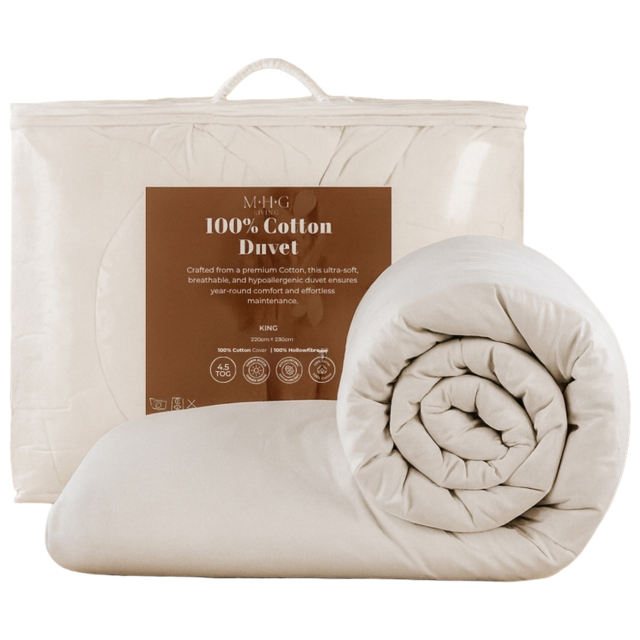 MHG Living White King Size Spring Summer Cotton Duvet 4.5 Tog - image 1