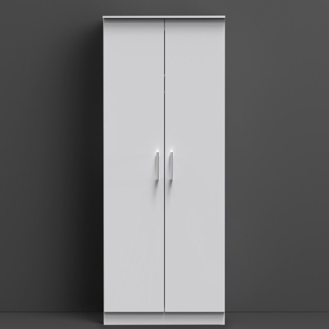 Crowndale Devon Ready Assembled 2 Door Grey Matt Wardrobe - image 1