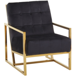 Premier Housewares Hana Black Velvet Gold Frame Chair - thumbnail 2