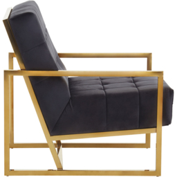 Premier Housewares Hana Black Velvet Gold Frame Chair - thumbnail 3