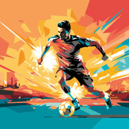 Origin Murals Football Player Abstract Landscape Orange Wall Mural - thumbnail 2