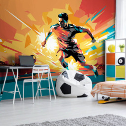 Origin Murals Football Player Abstract Landscape Orange Wall Mural