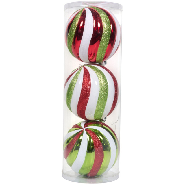 Candy Cane Lane Multicolour Christmas Bauble 3 Pack - image 1