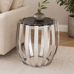 Premier Housewares Alvaro Black Marble and Chrome Side Table - thumbnail 3