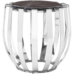 Premier Housewares Alvaro Black Marble and Chrome Side Table - thumbnail 2