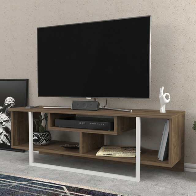 Decorotika Asal Walnut and White Wide TV Unit - image 1