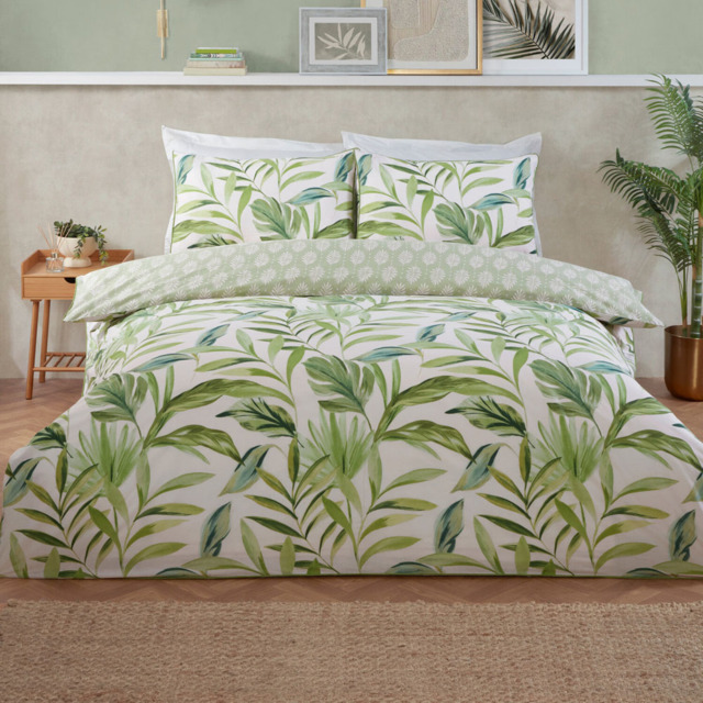 Palma Leaf Duvet Set Green Double - image 1