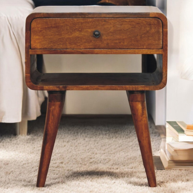 Artisan Furniture Avora Chestnut Single Drawer Single Shelf Solid Wood Nightstand - image 1