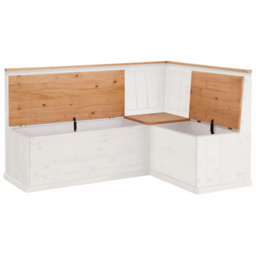 Loft24 Sara 3 Seater White Wax Corner Bench with Storage - thumbnail 4