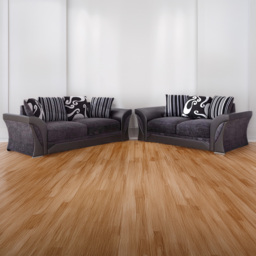 Portland Lisbon 5 Seater Black and Grey Sofa Suite