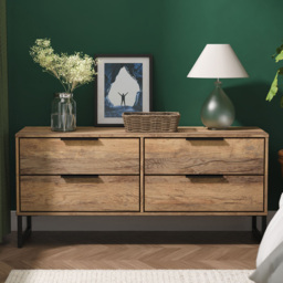 Crowndale Hong Kong 4 Drawer Vintage Oak Bed Box Ready Assembled - thumbnail 1