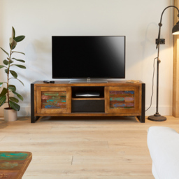Baumhaus Urban Chic 2 Door Single Drawer Single Shelf Widescreen TV Unit - thumbnail 3