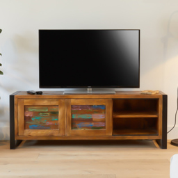 Baumhaus Urban Chic 2 Door Single Drawer Single Shelf Widescreen TV Unit - thumbnail 1