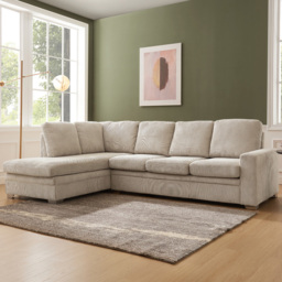 Home Detail Alcott 6 Seater Mocha Jumbo Cord Fabric Left Hand Corner Sofa