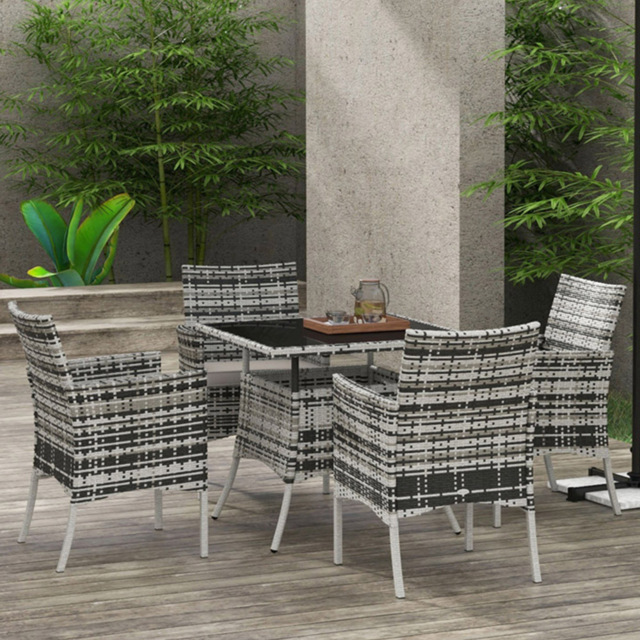 Outsunny Rattan 4 Seater Dining Set Grey - image 1