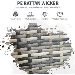 Outsunny Rattan 4 Seater Dining Set Grey - thumbnail 4