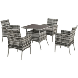 Outsunny Rattan 4 Seater Dining Set Grey - thumbnail 2