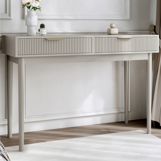 CARME Home Layla Mocha 2 Drawer Ribbed Dressing Table - image 1