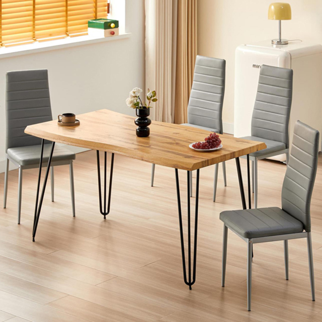 Kosy Koala 4 Seater Rustic Wooden Dining Set Grey - image 1