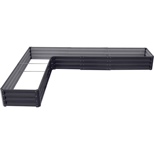 Living and Home Charcoal Black L Shaped Galvanised Steel Raised Garden Bed 30 x 277 x 207cm - image 1