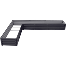 Living and Home Charcoal Black L Shaped Galvanised Steel Raised Garden Bed 30 x 277 x 207cm - thumbnail 1