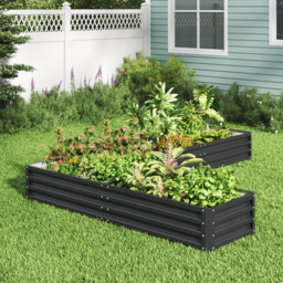 Living and Home Charcoal Black L Shaped Galvanised Steel Raised Garden Bed 30 x 277 x 207cm - thumbnail 2