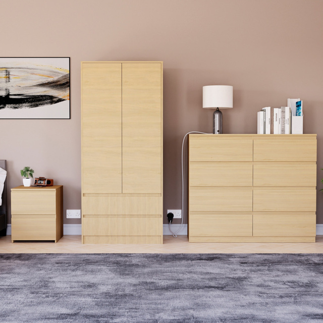 Vida Designs Denver 3 Piece Pine Bedroom Furniture Set - image 1