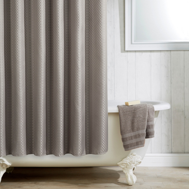 Waterline Grey Polyester Shower Curtain
