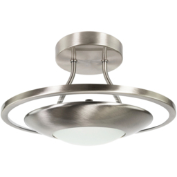Happy Homewares Modernistic Satin Nickel Semi Flush LED Ceiling Light Fitting - thumbnail 1