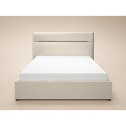 SOLACE+CO Nela Double Cream Woven Fabric Ottoman Bed with Padded Headboard - thumbnail 3