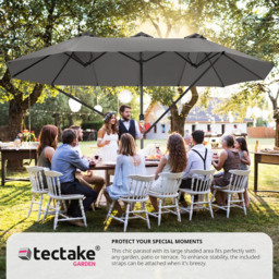 tectake Silia Extra Wide Grey Height Adjustable Parasol with Cover 4.6 x 2.7m - thumbnail 3
