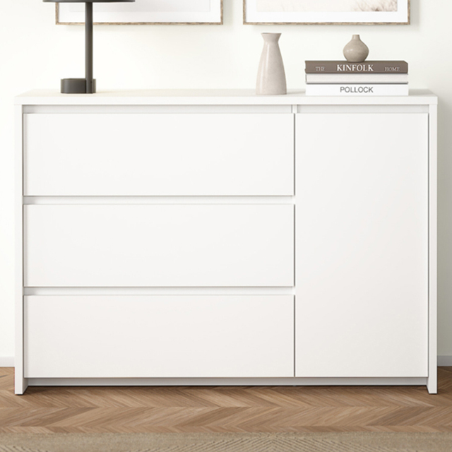Furniture To Go Next White Single Door 3 Drawer Sideboard - image 1