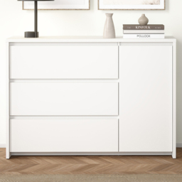 Furniture To Go Next White Single Door 3 Drawer Sideboard