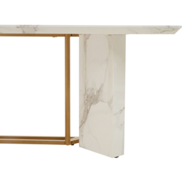 Premier Housewares Vieste Marble White Gold Polish 6 Seater Dining Table - thumbnail 2