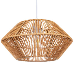 Happy Homewares Natural Brown Paper String Easy Fit Light Shade - thumbnail 1