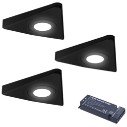 Sorrelis Neris TriGlow 3 Light Black Triangle Cabinet Light Kit