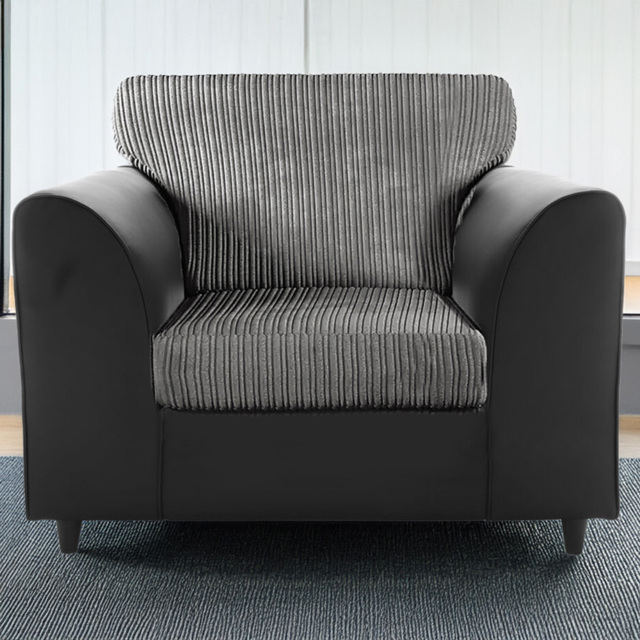 Luxor Black and Grey Jumbo Cord Armchair - image 1