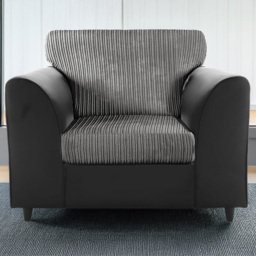 Luxor Black and Grey Jumbo Cord Armchair