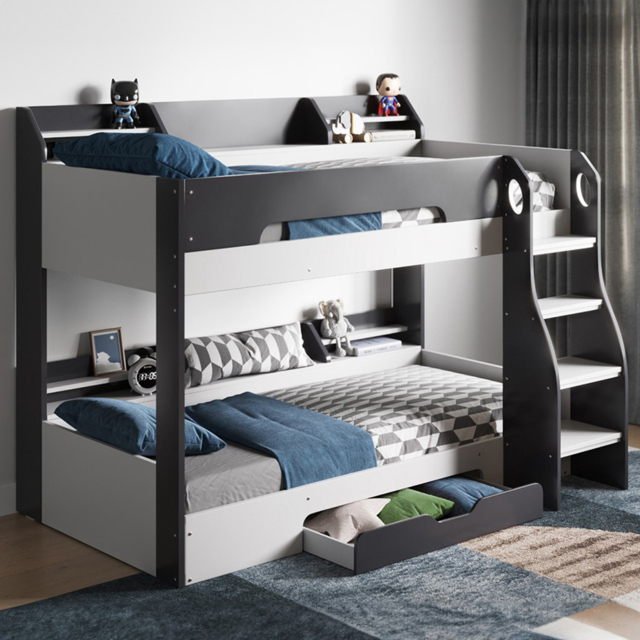 Flair Flick Grey Single Drawer Bunk Bed with Shelves - image 1