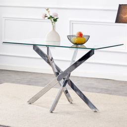 Kosy Koala Glass Rectangle Dining Table with Chrome Legs