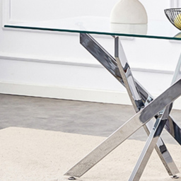 Kosy Koala Glass Rectangle Dining Table with Chrome Legs - thumbnail 2