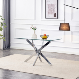 Kosy Koala Glass Rectangle Dining Table with Chrome Legs - thumbnail 3