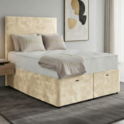 DS Living Muse Cream Single Plush Velvet Divan Bed