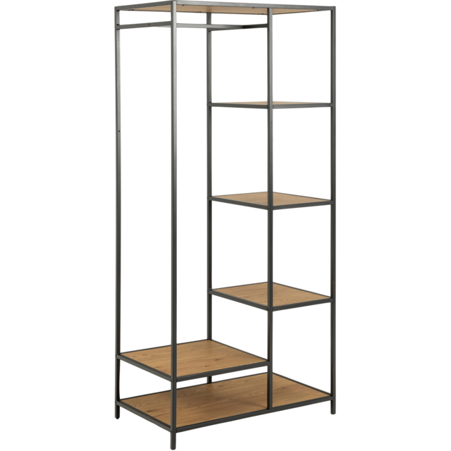 Florence Seaford 5 Shelf Oak and Black Metal Clothes Rack - image 1