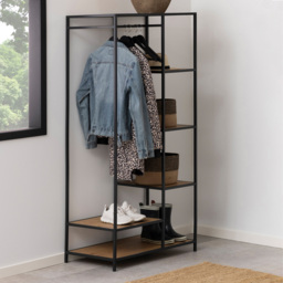 Florence Seaford 5 Shelf Oak and Black Metal Clothes Rack - thumbnail 2