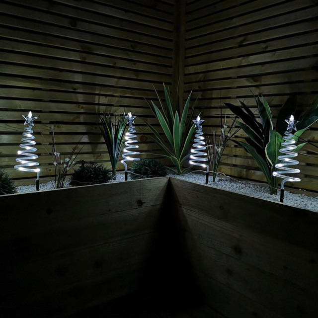 Samuel Alexander Cool White LED Spiral Tree Christmas Path Light 11cm 4 Pack - image 1